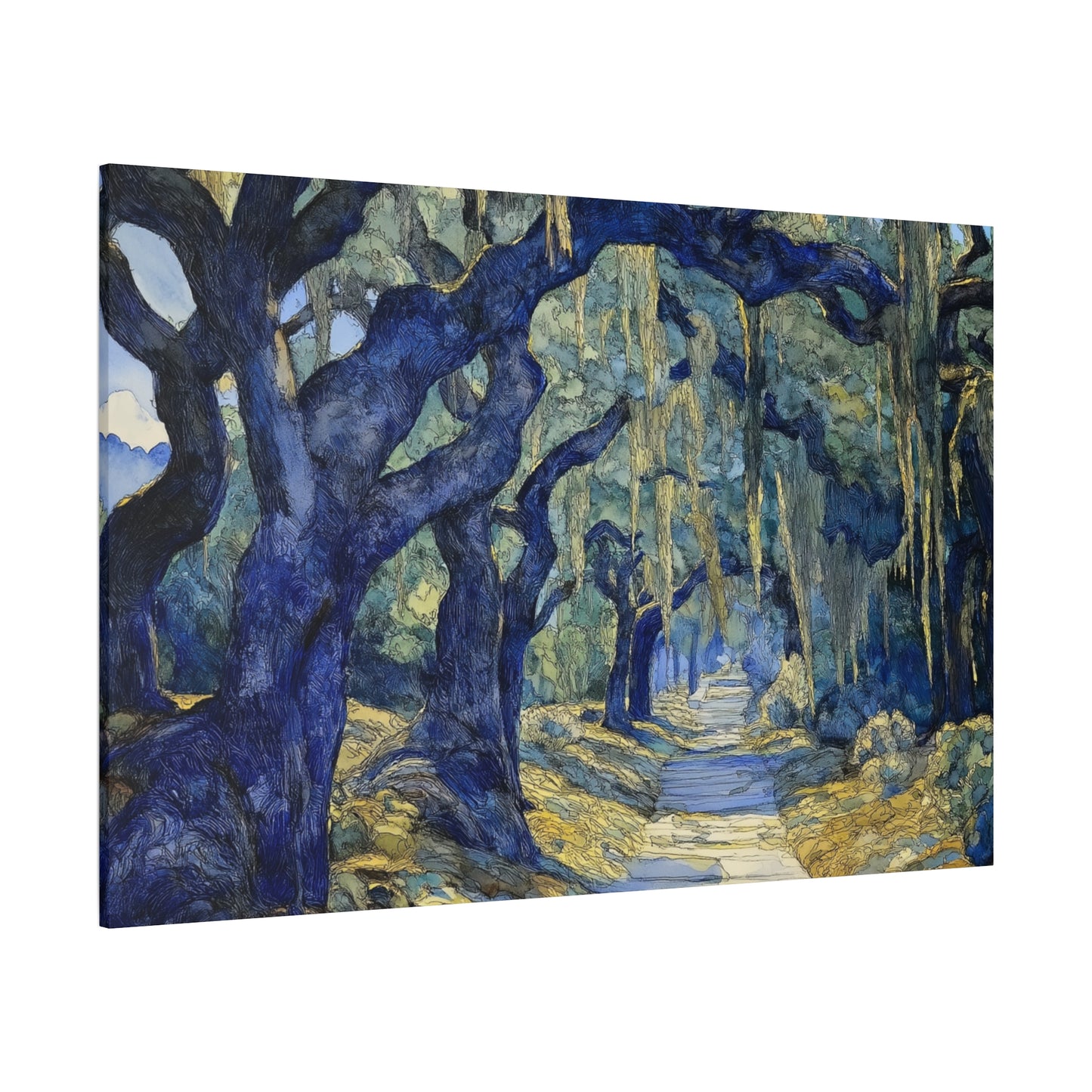 Savannah Georgia Live Oaks and Spanish Moss Landscape - Matte Canvas Wall Art