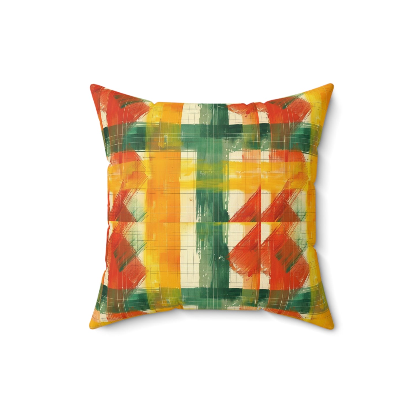 Bright Abstract Plaid Faux Suede Square Pillow
