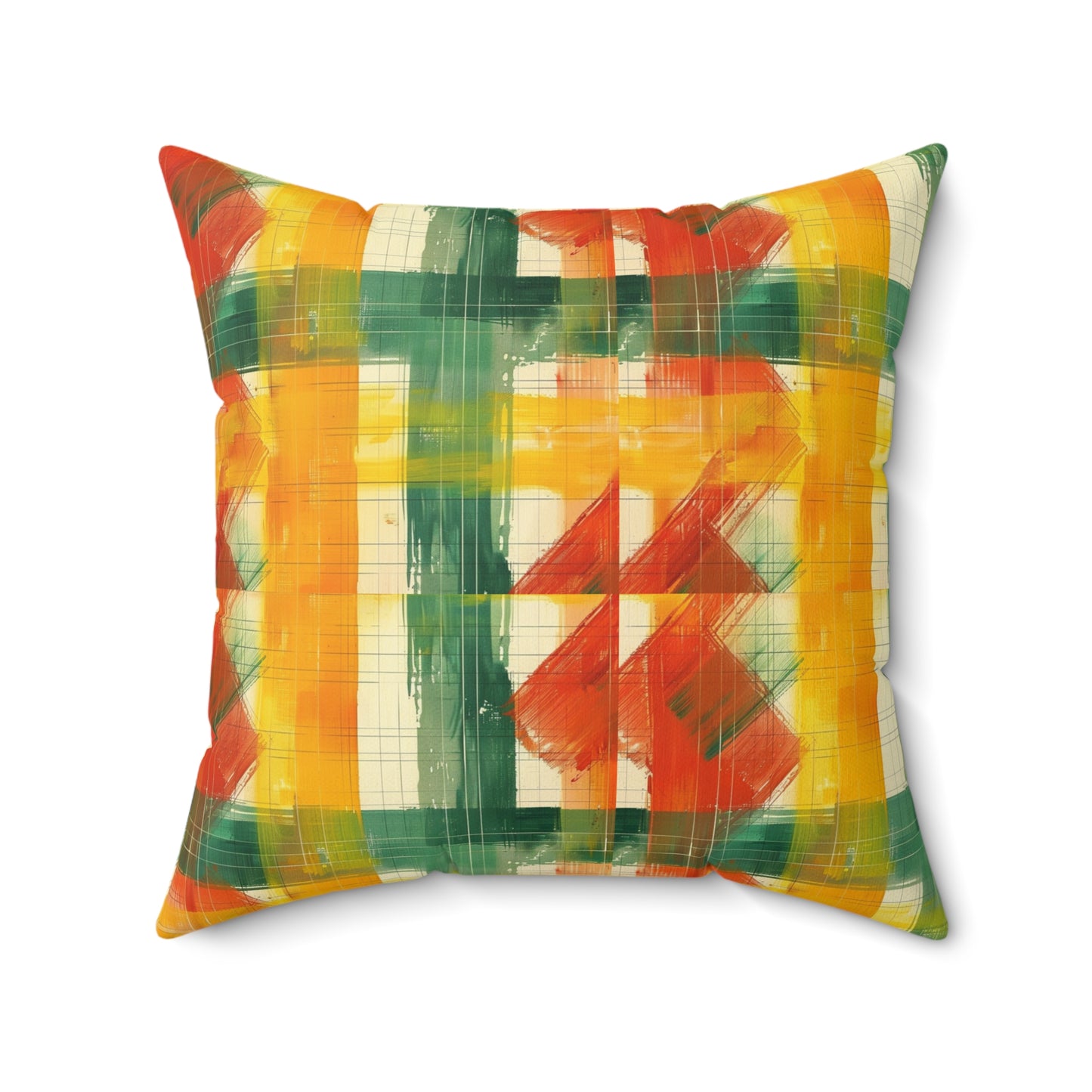Bright Abstract Plaid Faux Suede Square Pillow