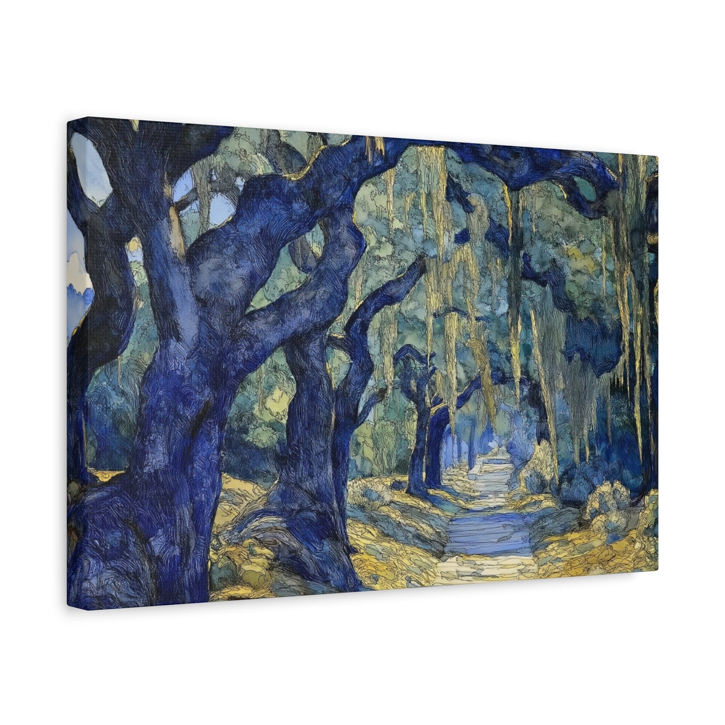 Savannah Georgia Live Oaks and Spanish Moss Landscape - Matte Canvas Wall Art
