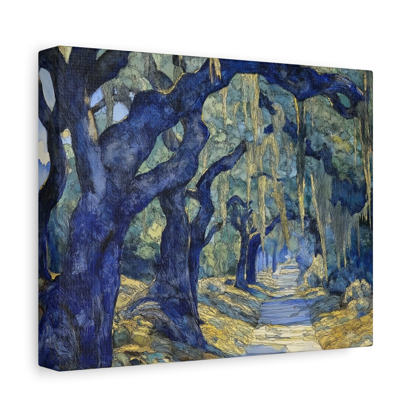 Savannah Georgia Live Oaks and Spanish Moss Landscape - Matte Canvas Wall Art