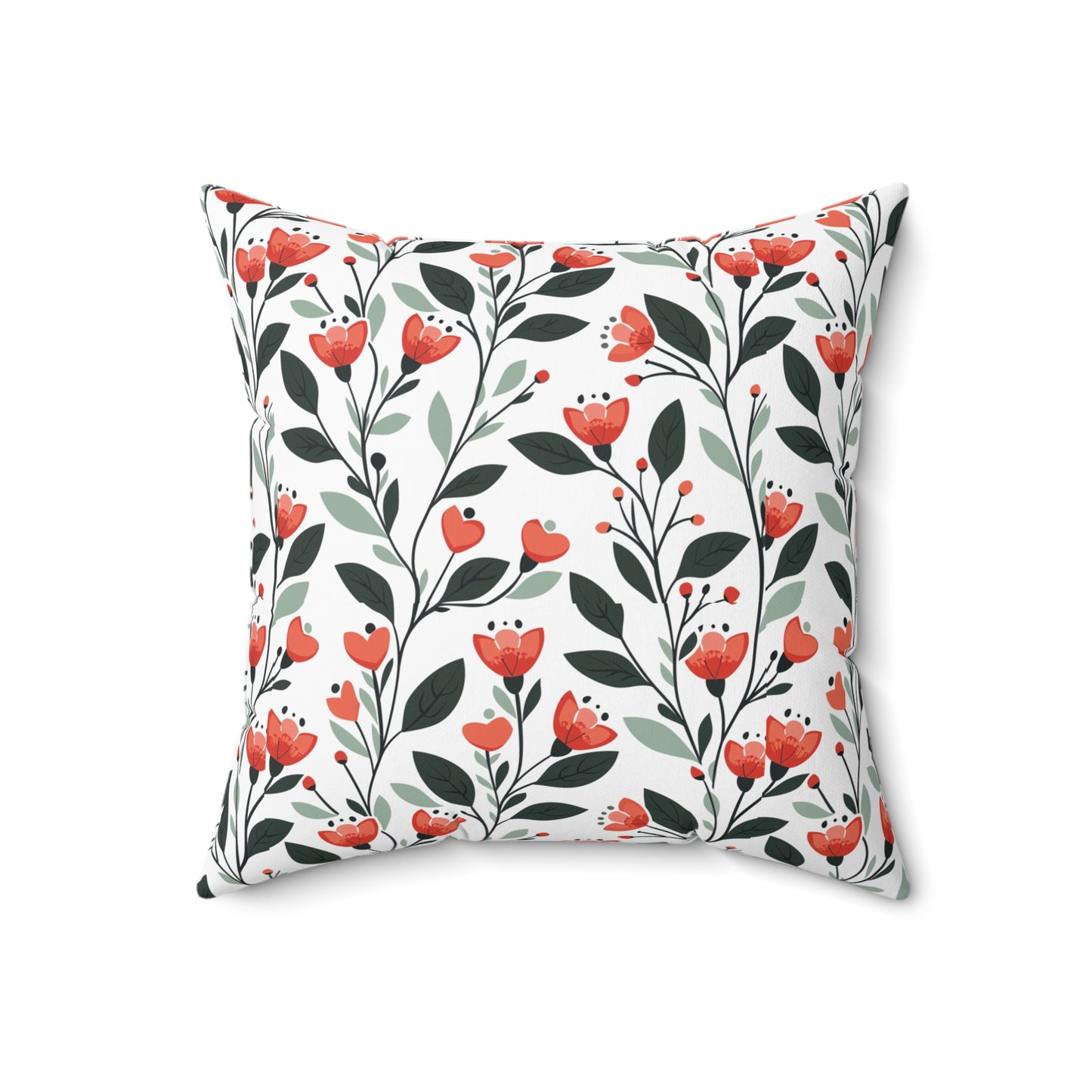 Scandinavian Floral Faux Suede Square Pillow