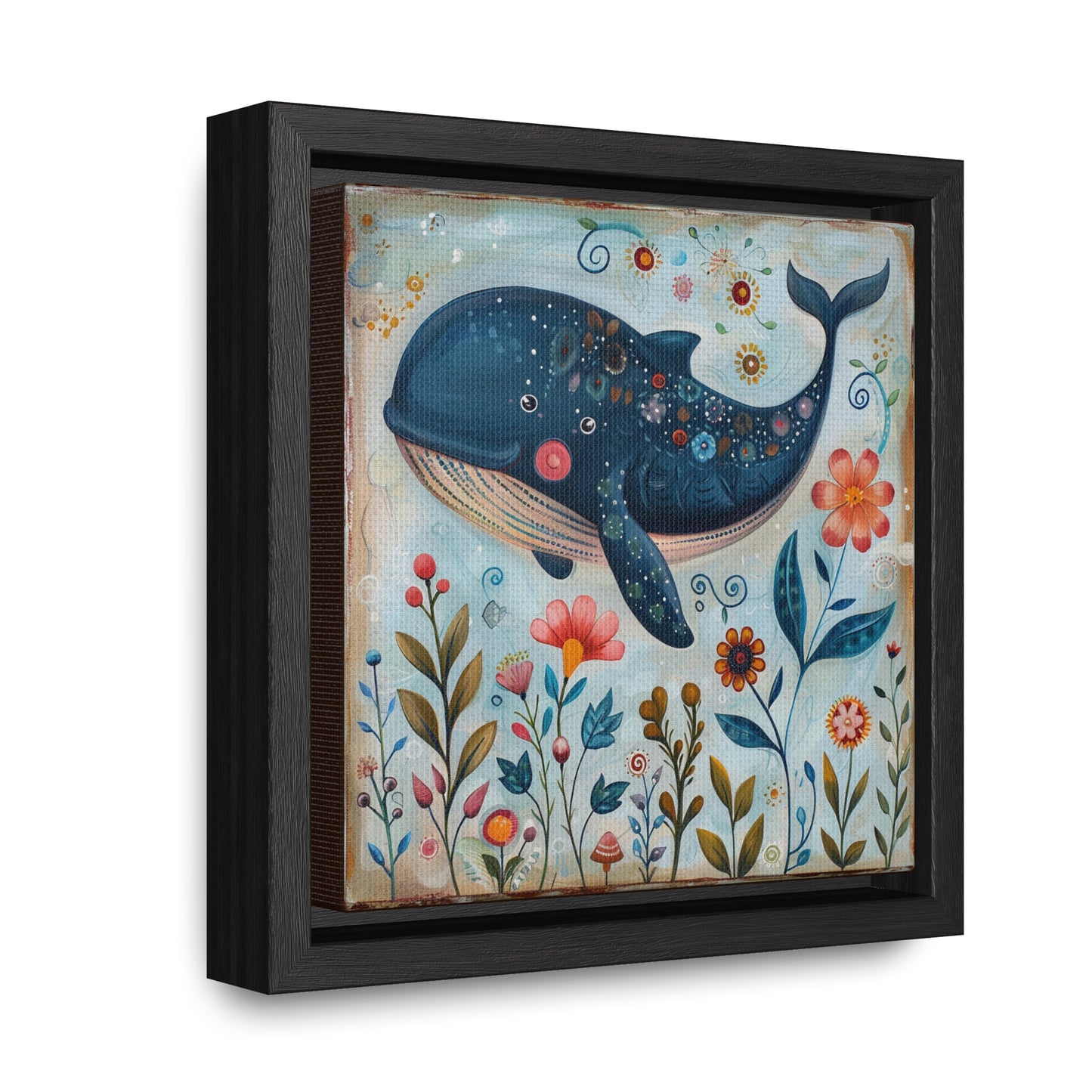 Folk Art Giant Whale - Gallery Canvas Wrap, Square Frame
