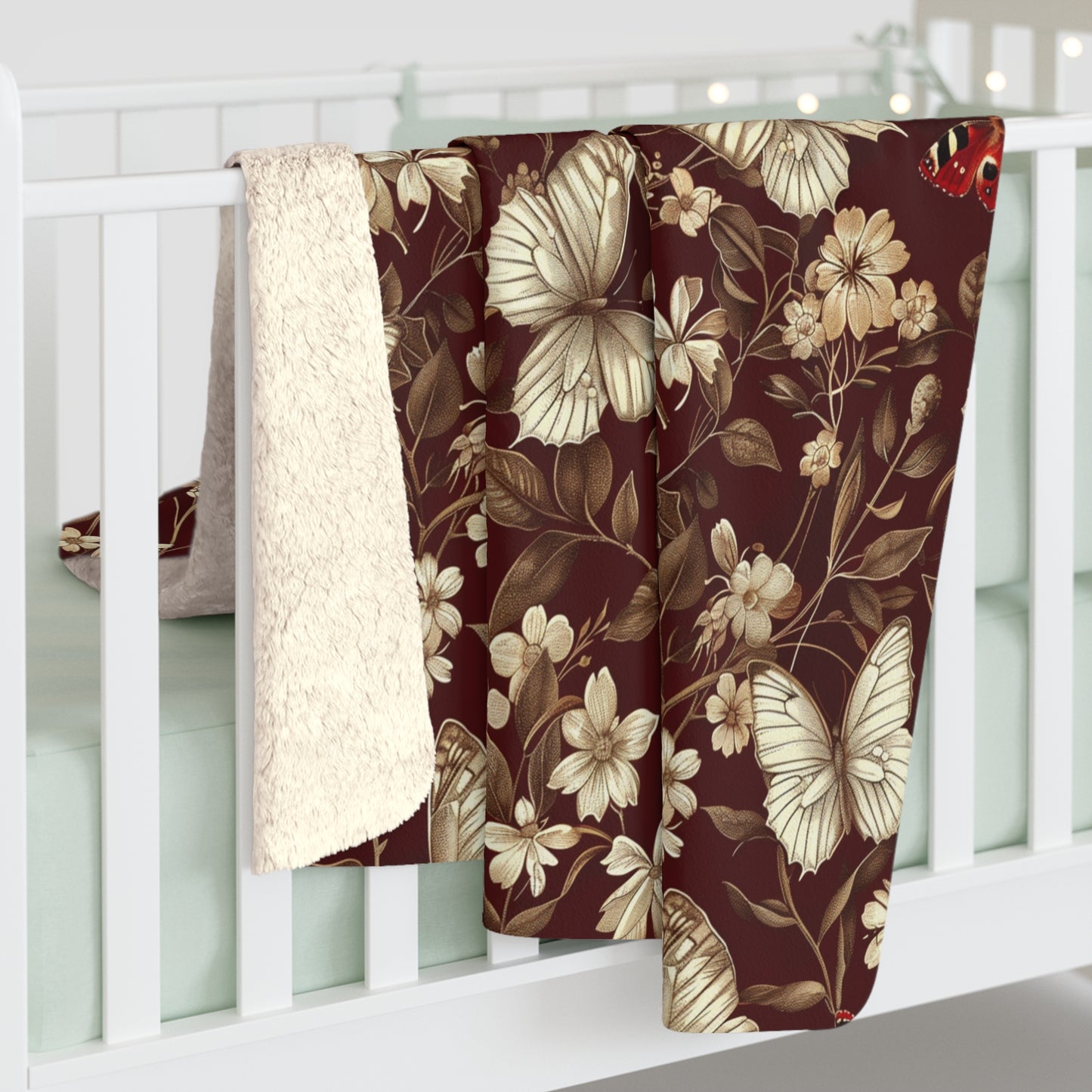 Butterfly Tapestry Print Sherpa Fleece Blanket