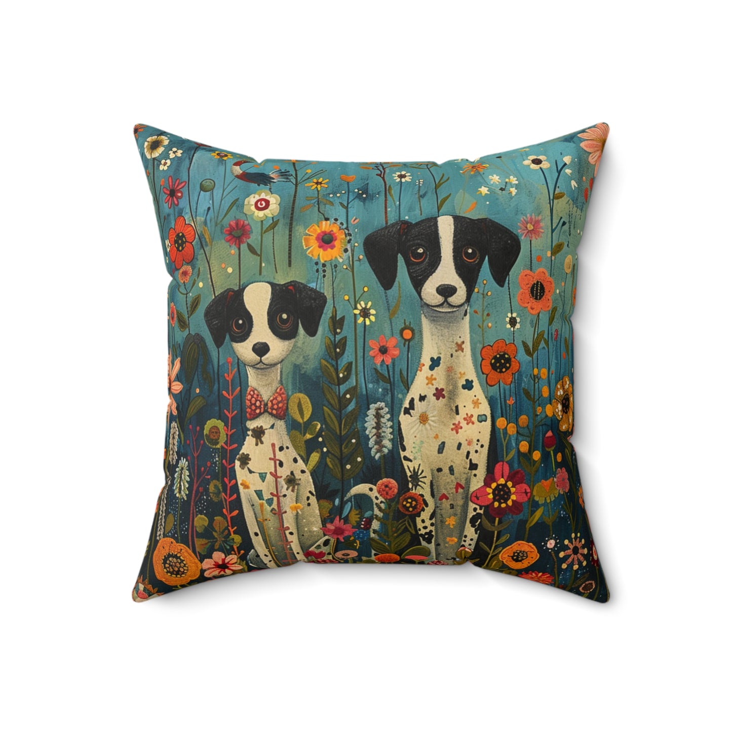 Two Sweet Doggies - Faux Suede Square Pillow