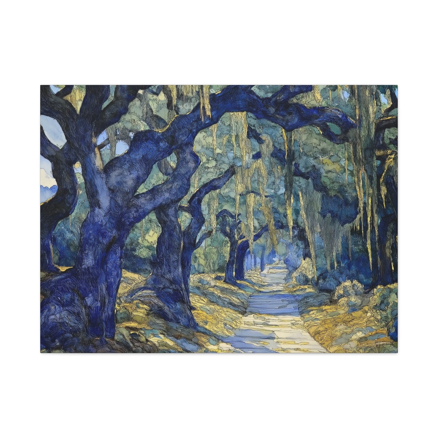 Savannah Georgia Live Oaks and Spanish Moss Landscape - Matte Canvas Wall Art