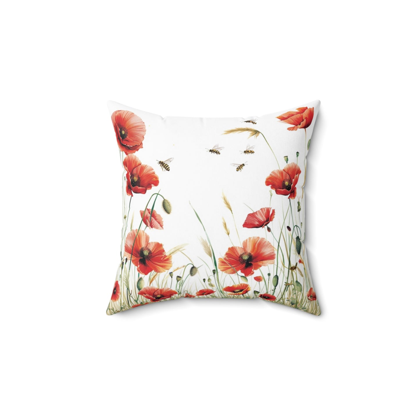 Poppies - Faux Suede Square Pillow
