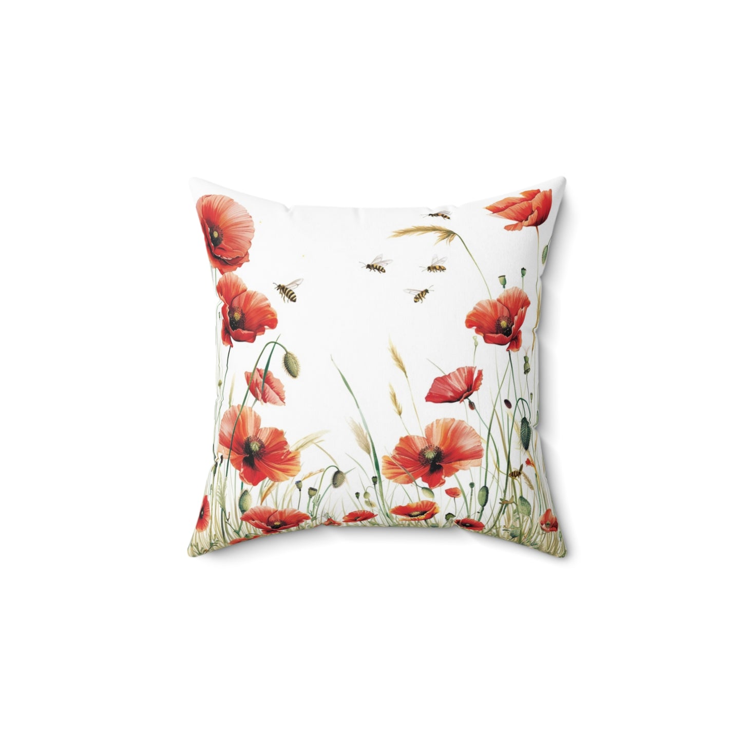 Poppies - Faux Suede Square Pillow