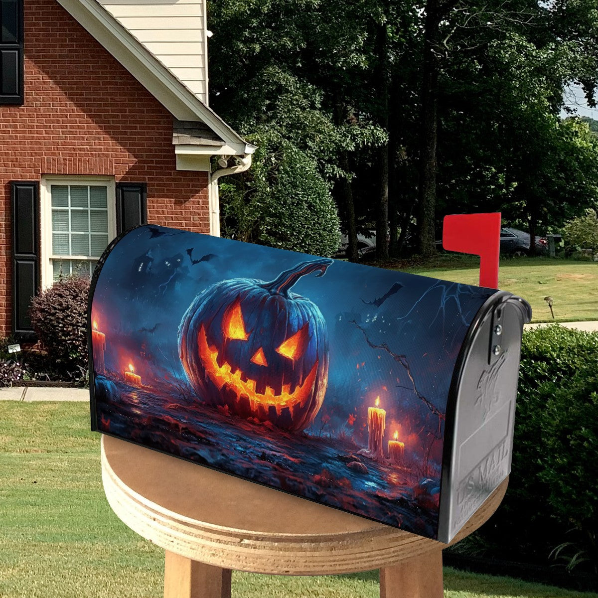 Halloween pumpkin mailbox cover