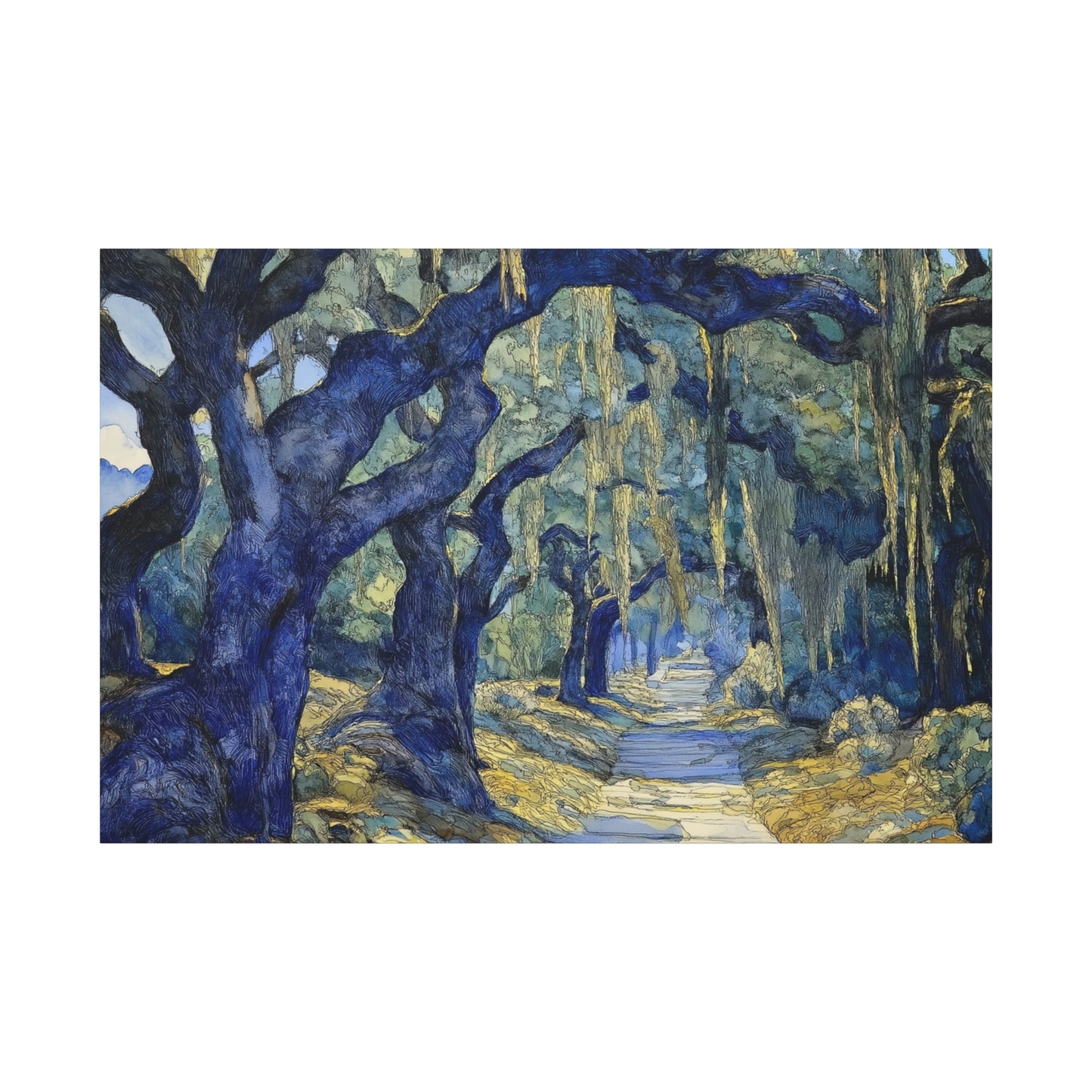 Savannah Georgia Live Oaks and Spanish Moss Landscape - Matte Canvas Wall Art