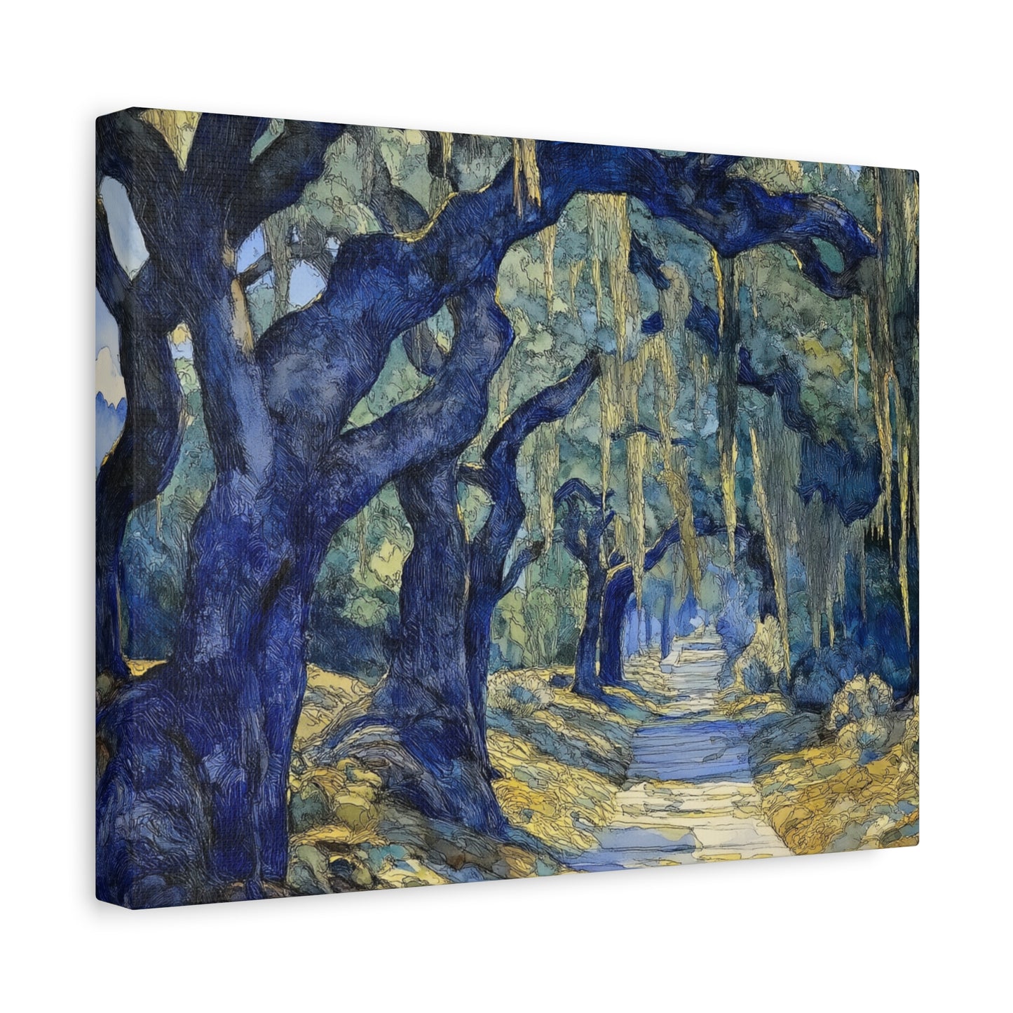 Savannah Georgia Live Oaks and Spanish Moss Landscape - Matte Canvas Wall Art