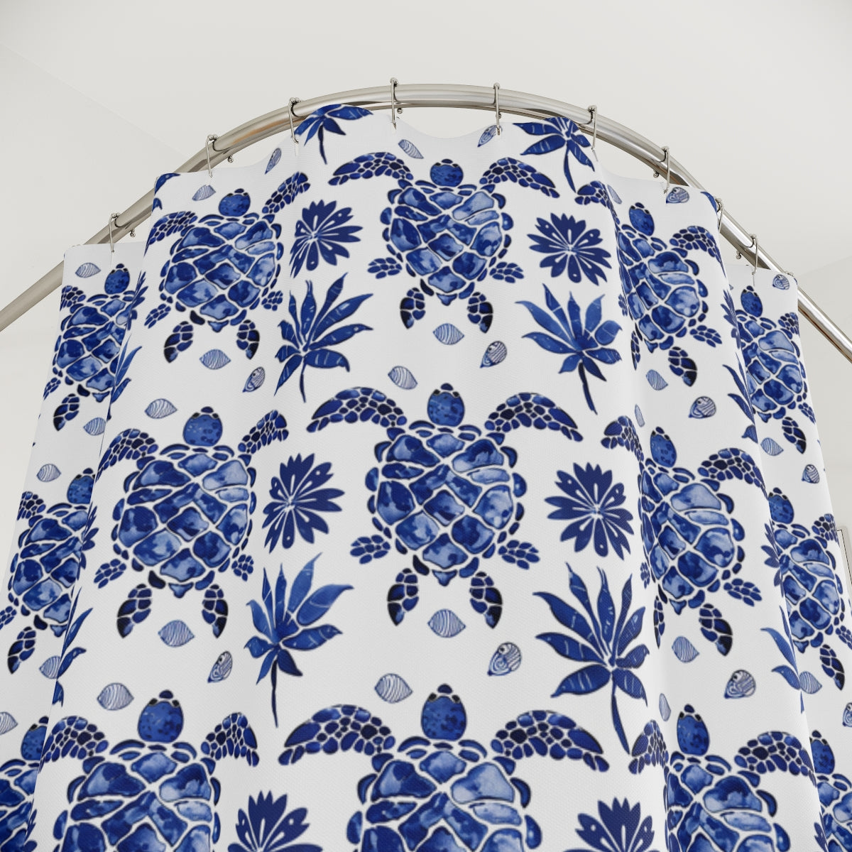 Folk Art Blue Ocean Turtles Shower Curtain