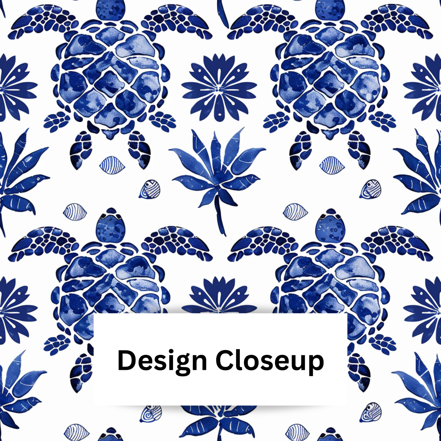 Folk Art Blue Ocean Turtles Shower Curtain