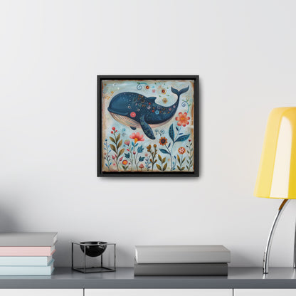 Folk Art Giant Whale - Gallery Canvas Wrap, Square Frame