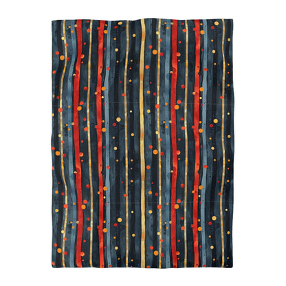Dark Blue, Red, and Gold Stripes - Microfiber Duvet Cover