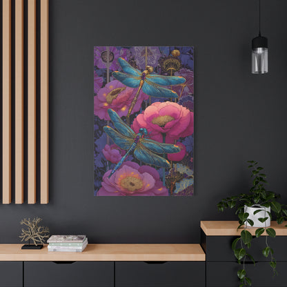 Blue-Pink Dragonflies Canvas Art Print - Available in 8 sizes