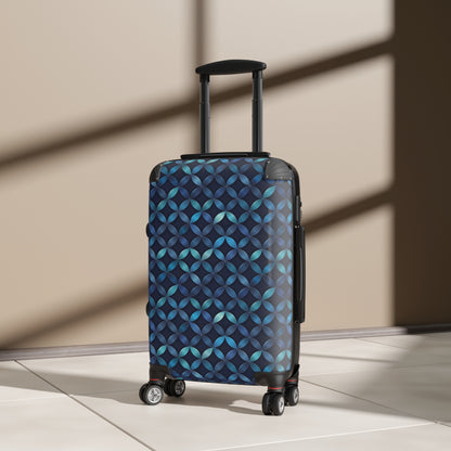 Blue and Turquoise Geometric Designer Suitcase