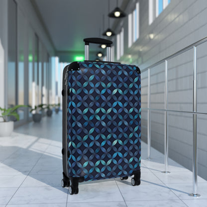 Blue and Turquoise Geometric Designer Suitcase