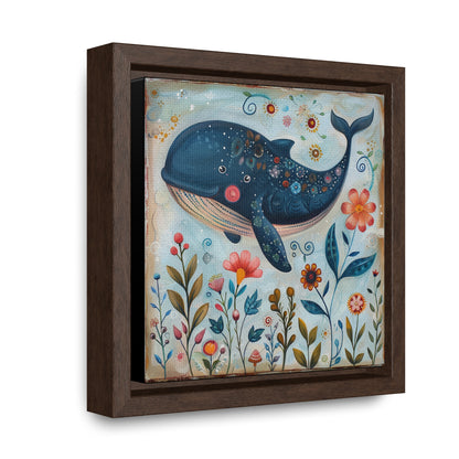 Folk Art Giant Whale - Gallery Canvas Wrap, Square Frame