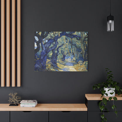 Savannah Georgia Live Oaks and Spanish Moss Landscape - Matte Canvas Wall Art