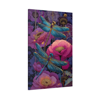 Blue-Pink Dragonflies Canvas Art Print - Available in 8 sizes