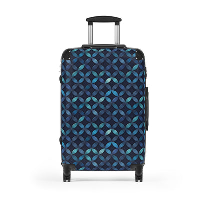 Blue and Turquoise Geometric Designer Suitcase