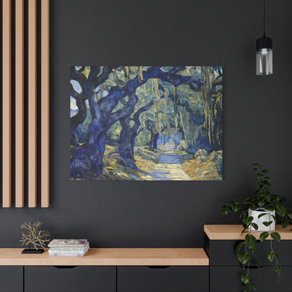 Savannah Georgia Live Oaks and Spanish Moss Landscape - Matte Canvas Wall Art