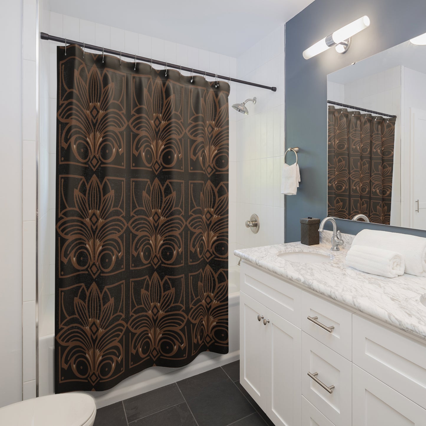 Black and Gold Art Nouveau Shower Curtain