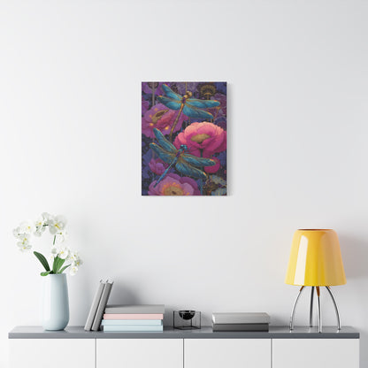 Blue-Pink Dragonflies Canvas Art Print - Available in 8 sizes