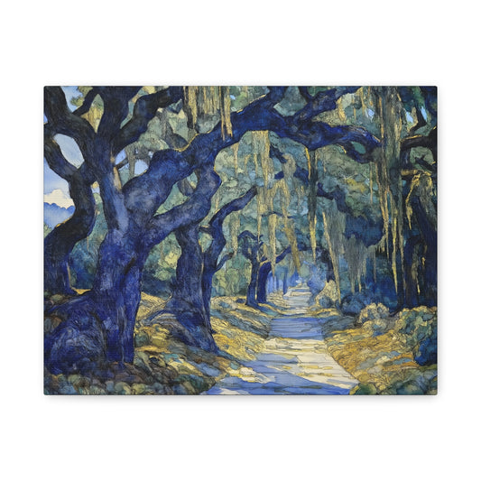 Savannah Georgia Live Oaks and Spanish Moss Landscape - Matte Canvas Wall Art