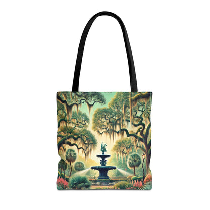 Enchanting Savannah Forsyth Park Tote Bag - Iconic Fountain and Spanish Moss