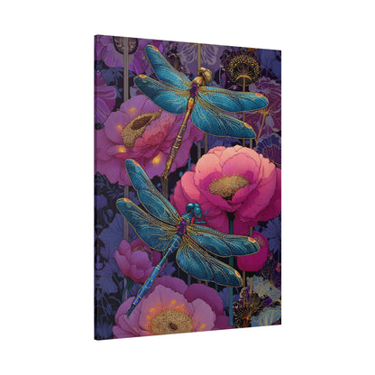 Blue-Pink Dragonflies Canvas Art Print - Available in 8 sizes