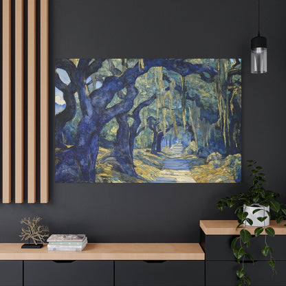 Savannah Georgia Live Oaks and Spanish Moss Landscape - Matte Canvas Wall Art