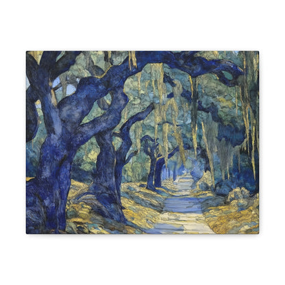 Savannah Georgia Live Oaks and Spanish Moss Landscape - Matte Canvas Wall Art