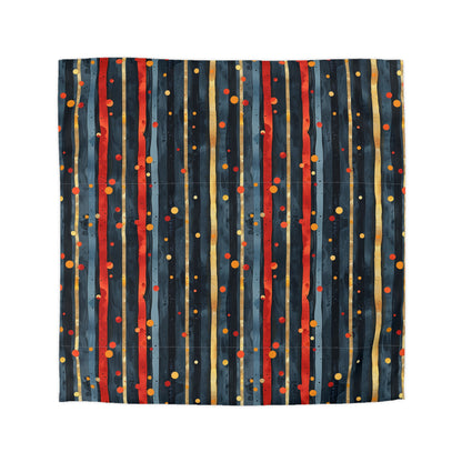 Dark Blue, Red, and Gold Stripes - Microfiber Duvet Cover