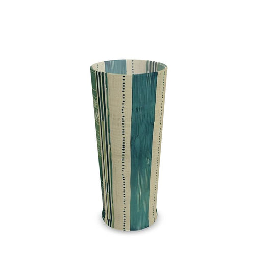 Green and Blue Stripe Tall Glass