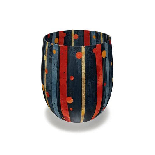 Dark Blue and Gold Stripes - Water Glass