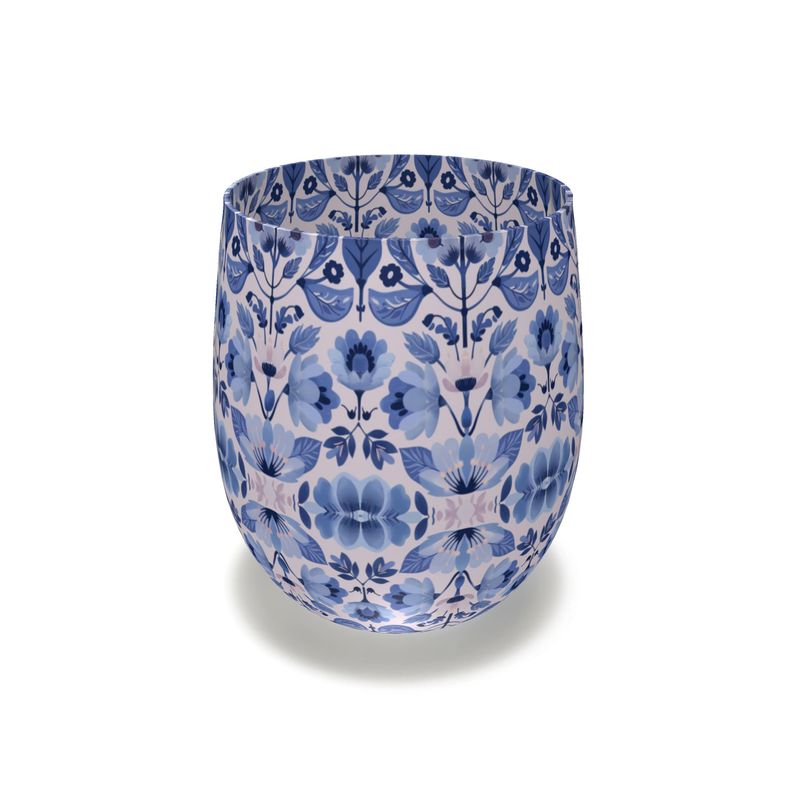 Folk Art Blue and Pink Floral - Water Glass