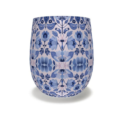 Folk Art Blue and Pink Floral - Water Glass