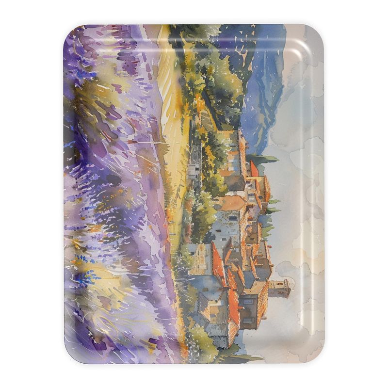 Provence Lavender Fields Watercolor Serving Tray