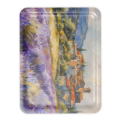 Provence Lavender Fields Watercolor Serving Tray