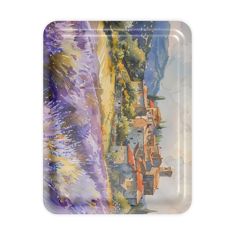 Provence Lavender Fields Watercolor Serving Tray