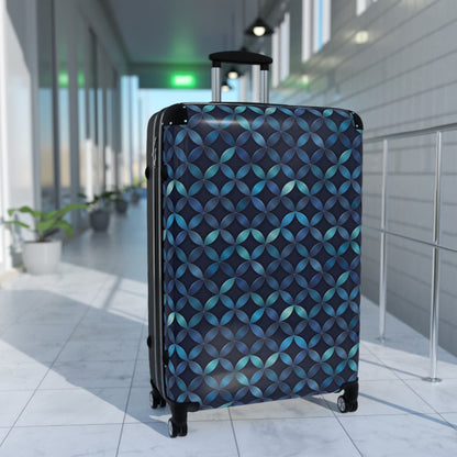 Blue and Turquoise Geometric Designer Suitcase