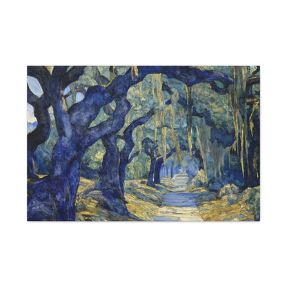 Savannah Georgia Live Oaks and Spanish Moss Landscape - Matte Canvas Wall Art