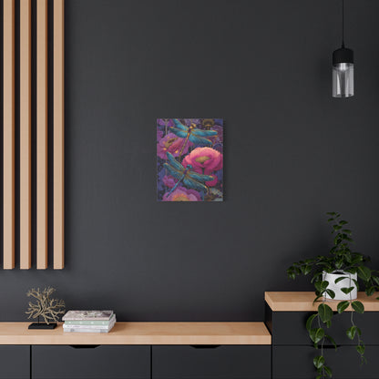 Blue-Pink Dragonflies Canvas Art Print - Available in 8 sizes