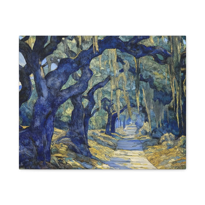 Savannah Georgia Live Oaks and Spanish Moss Landscape - Matte Canvas Wall Art