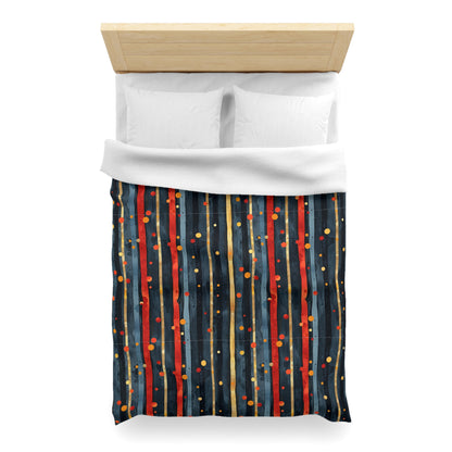 Dark Blue, Red, and Gold Stripes - Microfiber Duvet Cover