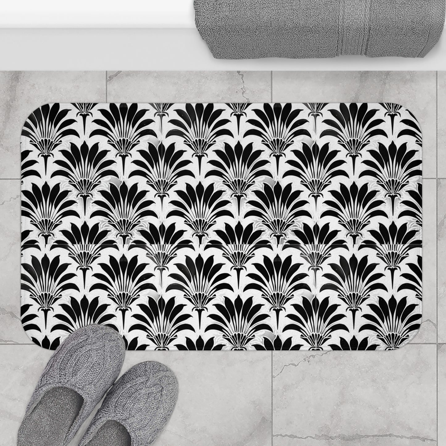 Black and White Art Deco Bathmat