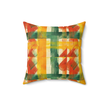Bright Abstract Plaid Faux Suede Square Pillow
