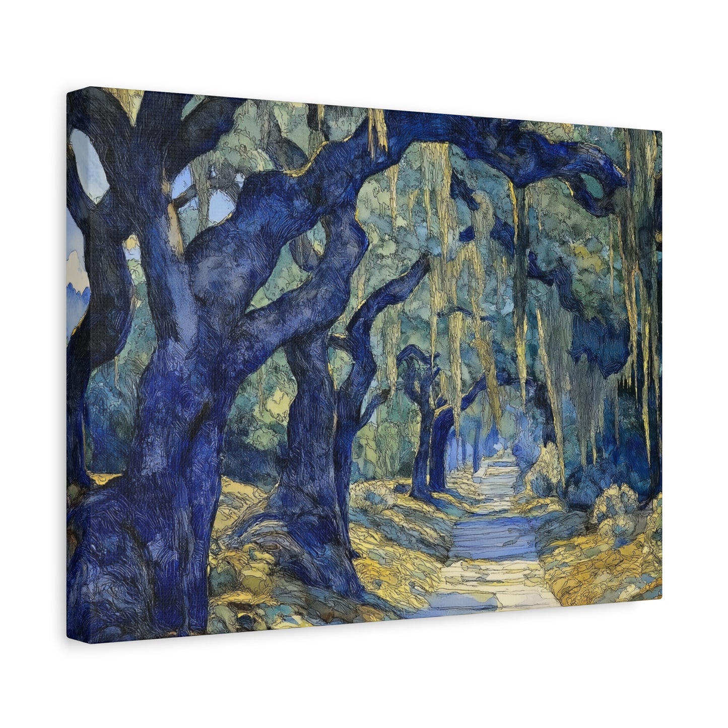 Savannah Georgia Live Oaks and Spanish Moss Landscape - Matte Canvas Wall Art